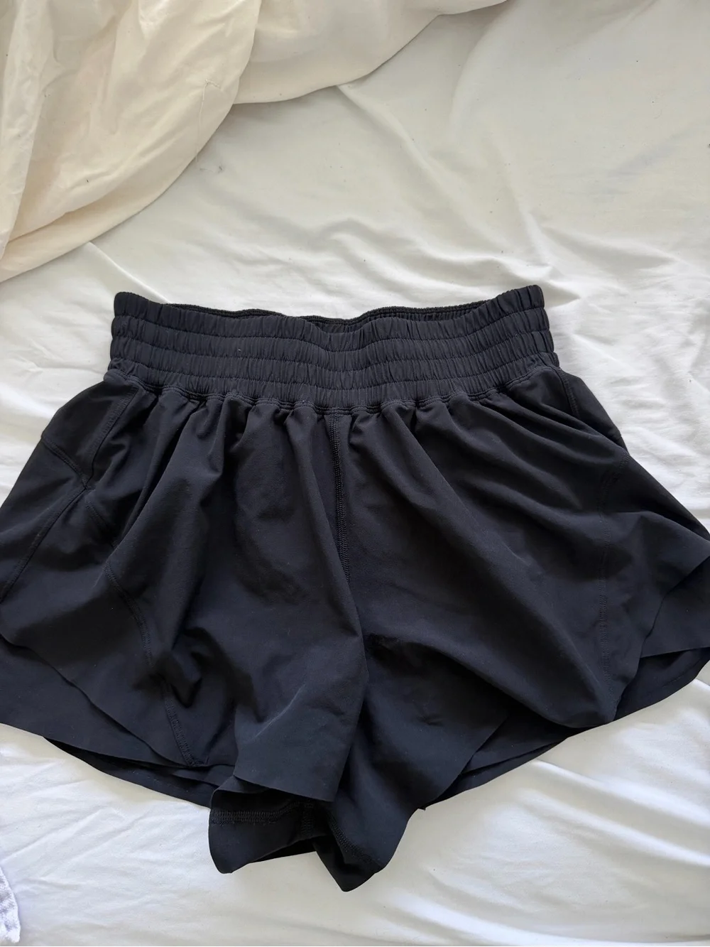 lululemon shake it out Black Athletic Shorts with Smocked Waistband